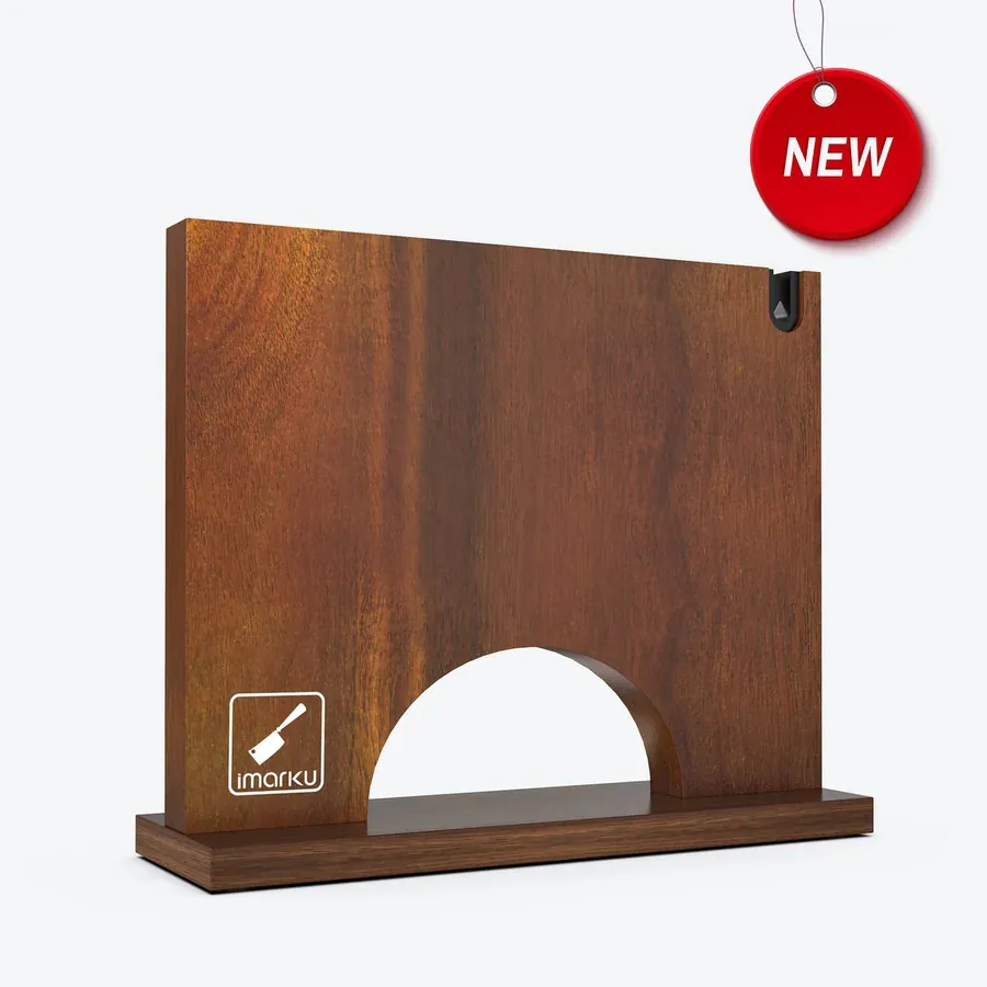 Imarku magnetic wooden knife block holding kitchen knives