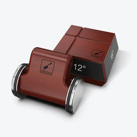 Imarku rolling knife sharpener with wooden body and diamond discs